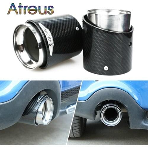 1pcs Carbon Fiber Car Exhaust Pipe Muffler Tip Cover Stickers For MINI Cooper F55 F54 F56 F57 F60 R55 R56 R57 R58 R60 Coupe S
