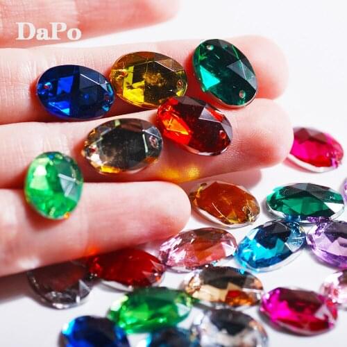 10*14mm 300pcs Oval Two Hole Flatback Crystal Rhinestone Color mixing clear Bright Acrylic Decorative Gem