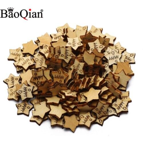 100pcs 11mm Small Star Wooden Craft Embellishments Home Decor Scrapbooking Wood Collection Art Wedding Decoration