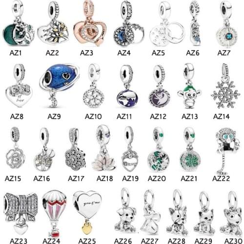 100% 925 Sterling Silver Round Charm Fit Original Bracelet Bangle DIY Jewelry Accessories