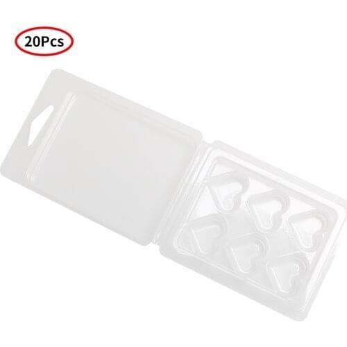 20 Wax Melt Molds Clear Plastic Wax Melting Heart/Round Grid Clamshells Moulds DIY Wickless Wax Tarts Candles Making Cube Trays