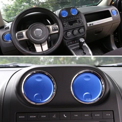4Pcs ABS Interior Dashboard Console AC Air Condition Vent Outlet Cover Trim for 2010-2016 Jeep Compass Patriot Car Styling
