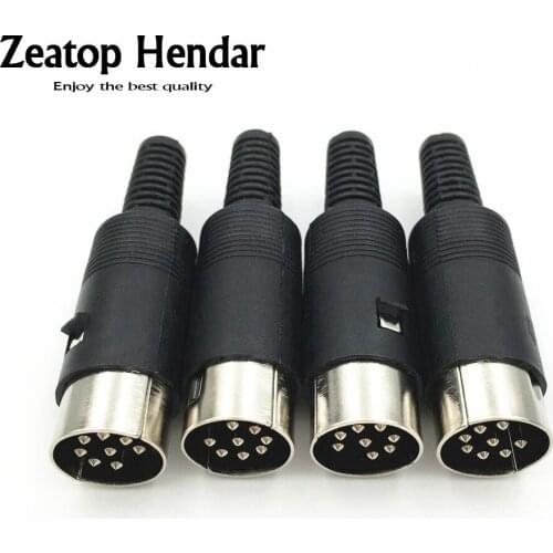 50Pcs 8 Pin DIN Male Plug Connector with Black Plastic Handle DIY Adapter