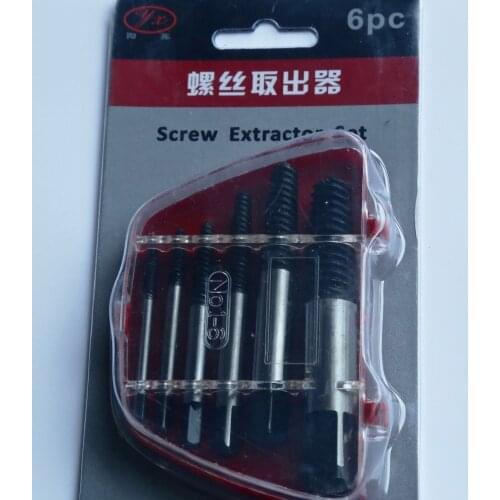 Free shipping 6PCS/SET 50# carbon steel made damaged Screw Stud Bolt Extractor Remover Set Easy Out drill Tool Kit