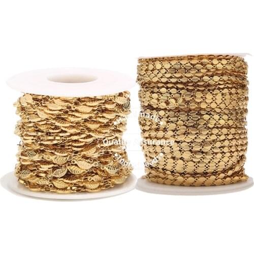 1 Meter Stainless Steel Gold Handmade Link Leaf Chain for Women Bracelet Necklace Jewelry Making Hollow and Solid