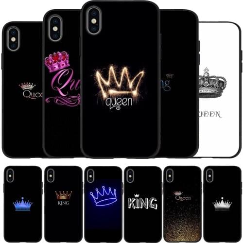 King Queen Black black Silicone Phone Case For iPhone 12 XR XS Max 5 5S SE 2020 6 6S PLUS 7 8 X 11Pro Max 11 Cover