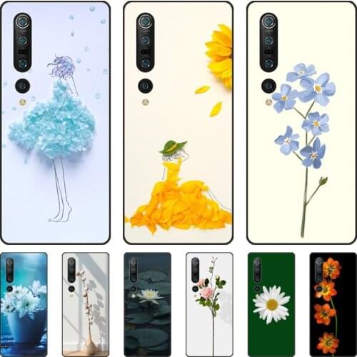Flower pattern Phone Case For xiaomi mi11 5g 10 liti Ultra 9Pro SE 3 8 Note Anime Black Cover Silicone Back Pretty tpu