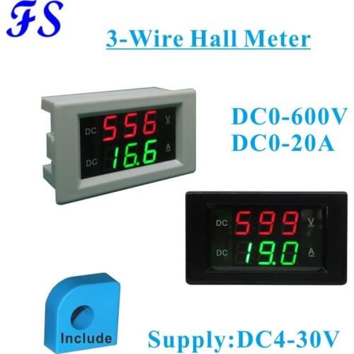 DC 600V 20A Mini Digital Voltmeter Ammeter Voltage Current Meter Voltage Tester 0.39" Green Red Dual LED Volt Amp Panel Meter