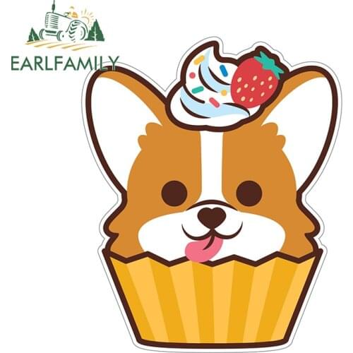 EARLFAMILY 13cm x 10.8cm For Corgi Pembroke Anime Car Sticker Fine Sunscreen Decal Windshield Windows Creative Graffiti Stickers