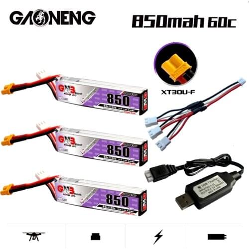GNB 850mAh 7.6V 60C/120C 2S HV Lipo Battery with XT30U-F Plug for Happymodel FPV Racing Cine Whoop BetaFPV Drone RC Parts