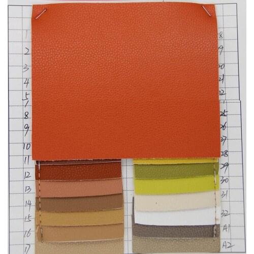 Artificial semi PU leather fabric Litchi grain Compound cross pattern backing high quality thicker leather material