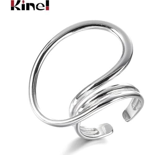 Kinel Fine Jewelry Hot Ring 925 Sterling Silver Multidimensional Twisted lines Geometric Ring Minimalist Ring For Women