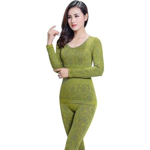 Sexy Thermal Underwear Sets Women Long Johns Suit Winter Warm Underwear Suit Ladies Bodysuit Slim Intimate Sets Female Pajamas