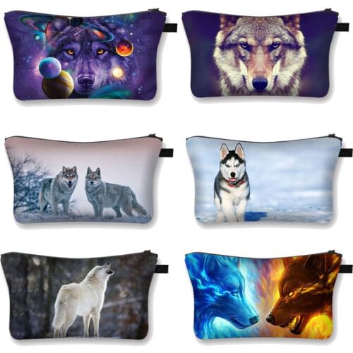 Wolf German shepherd Printing Cosmetic Bag Women Makeup Bags Portable Cosmetics Pouchs For Travel Girls Cosmetic Case