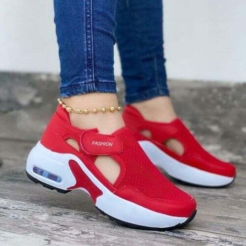 Women Fashion Vulcanized Sneakers air cushion Platform Solid Color Flats Shoes Casual Breathable Wedges Ladies Walking Sneakers