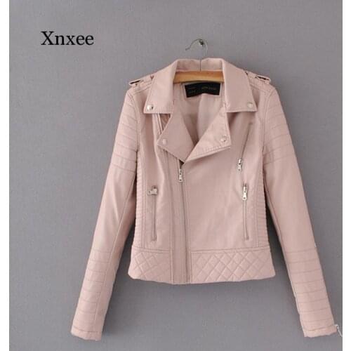 Winter Womens Fashion Womens Artificial Short Leather Jacket Ladies Zipper Motorcycle Rider Blue Coat Jacket Large Size Jacket