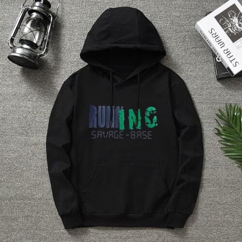 Quality Brand RUNNING Men Hoodie 2020 Autumn Hip Hop Streetwear Men Pullover Sweatshirts Hoodies Mens Solid Color Hoodie Male