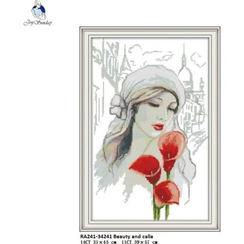 Needlework, Beauty and Calla Aida Painting Cross stitch kits DMC 14CT 11CT Cotton Fabric Hotel Home Decor Factory Wholesale