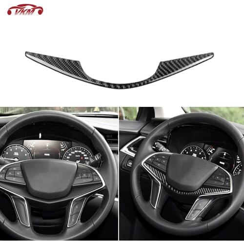 Carbon fiber Material Steering Wheel Decoration Sticker Car Accessorise For Cadillac XT5 XT6 2016 2017 2018 2019 Auto Style