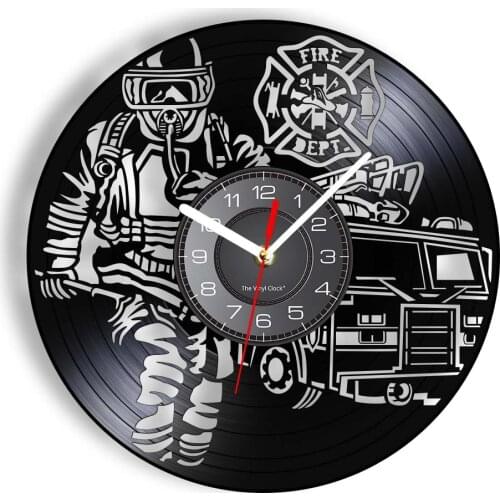 Maltese Cross Firefighting Retro Vinyl LP Wall Clock Firefighter Shadow Fire Department Wall Art Decor Watch GIft For Fireman