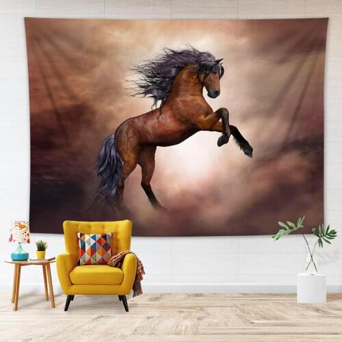 Unicorn Wall Hanging Tapestry Brown Animal Tapestries Living Room Bedroom Decor Blanket Home Wall Decoration Polyester Carpet