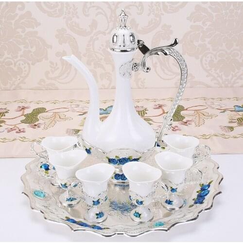 New simple fashion ceramic splicing metal creative personality wine pot wine distributor small wine cup set