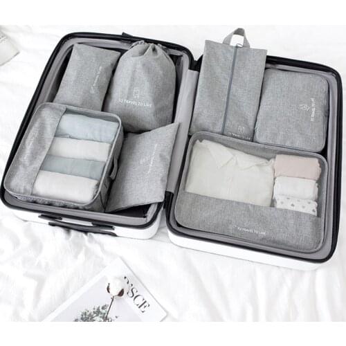 New Travel 7pcs/set Travel Bag Organizer Luggage Suitcase Packing Cube 2021 Shoe clothes Storage Bags For Traveling Pouch Kit
