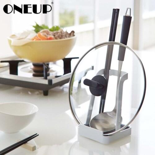 ONEUP Kitchen Pot Cover Organizer Pot Lid Shelf Cooking Accessories Storage Spoon Spatula Holder For Kitchen Gadget Storage Rack