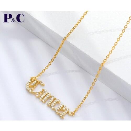 Letter Pendant Necklace 12 Constellation AAA Cubic Zircon Jewelry for Women Gold Chain Hip Hop Jewelry Wholesale
