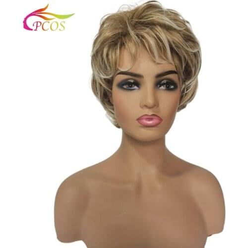 9 inch Short Wave Synthetic Blonde Mixed Wigs for Fashion Lady Hair Fleeciness Realistic wig