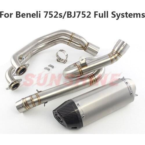 Front Pipe Motorcycle Exhaust Motorcross Full Systems Modified Mid Slip on Escape Moto Link For Benelli BJ752 752S BJ 752 Steel