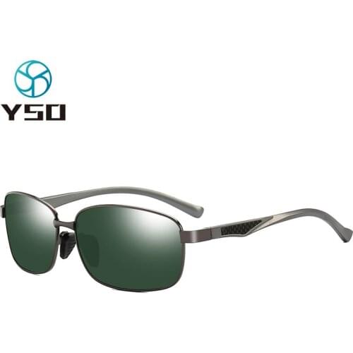YSO 2020 Polarized Sunglasses Men Alloy Frame UV400 Protection Women Mens Glasses For Driving Retro Green Lens Shades 7755