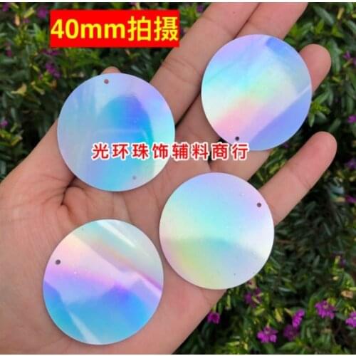Sewing supplies 40MM Square Round silver color Sequin silver laser Sequin dance bead stage decoration flash