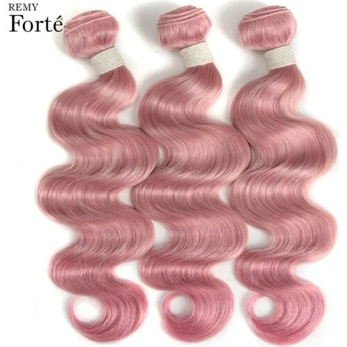 Remy Forte Hair Extension Pink Virgin Brazilian Hair Weave Bundles Single Bundles Body Wave Hair Bundles 45% Hair Proportion