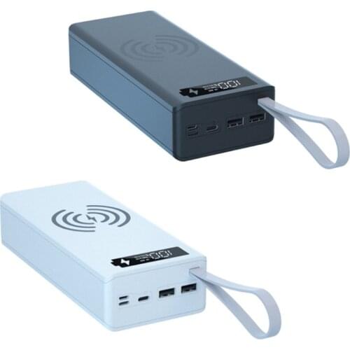 Detachable LCD Display DIY 16x18650 Battery Case Power Bank Shell External Box without Battery 5W Wireless Charging Box