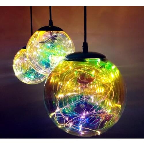 Nordic Modern hanging loft 7 Color Glass lustre Pendant Lamp industrial decor Lights Fixtures E27/E26 for Kitchen Restaurant