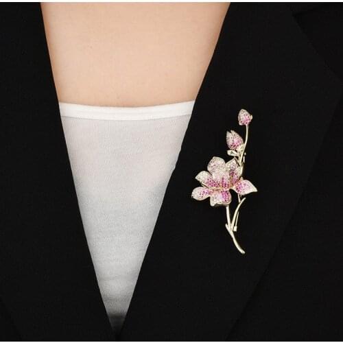 OKILY Fashion AAA Zircon jewelry for Women Coat Brooches Accessories Flower Blossom Brooch Pin Best Gift Xmas and New Year 2021