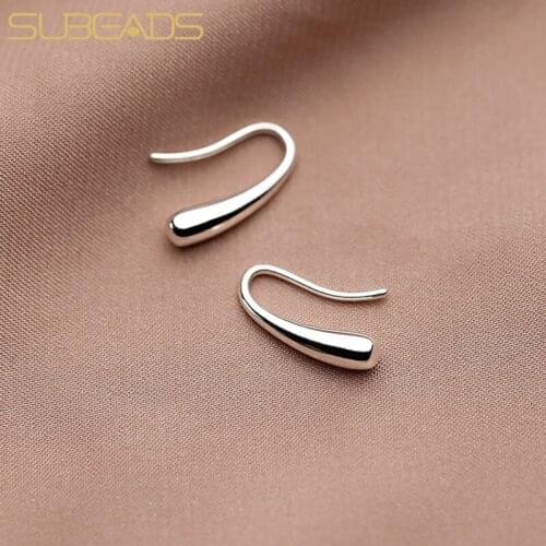 Subeads Water Droplets Earring for Women Round Bead Strip Silver Color Ear Ring Ear Pin Party Wedding Jewelry Gift