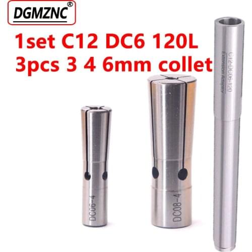 1set C12 dc6 120L+3pcs DC6 3mm 4mm 6mm collets small diameter chuck slime adapter for cnc deep processing