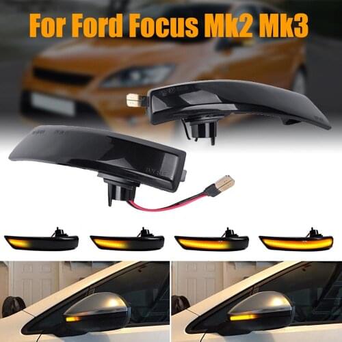 2PCS Dynamic LED Side Wing Blinker Light for Ford Focus Mk2 Mk3 Rearview Mirror Indicator Turn Signals For Mondeo Mk4