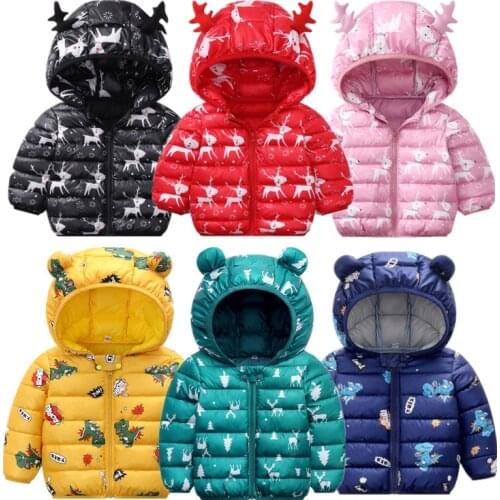 2021 christmas deer light korean jacket for girl coat with hoodies ear santa boys clothing 9 colours cartoon clothes children
