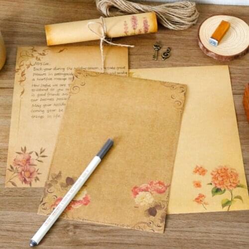 8 sheets Retro Vintage Letter Papers Scrapbooking Collection Papers Old Europe Style Romantic Kraft Brown Papers Writing Papers