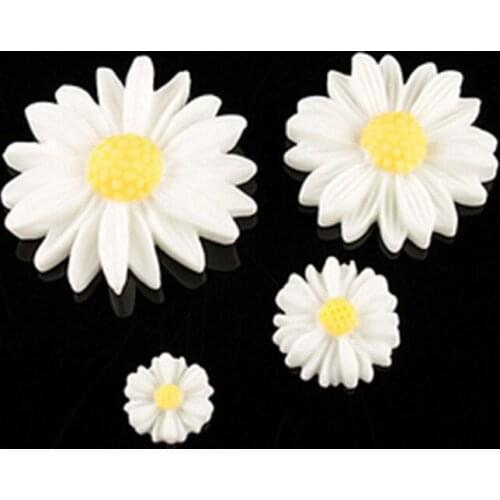 9mm/13mm/22mm/26mm white daisy flower resin flatback cabochon DIY jewelry phone decoration 18944