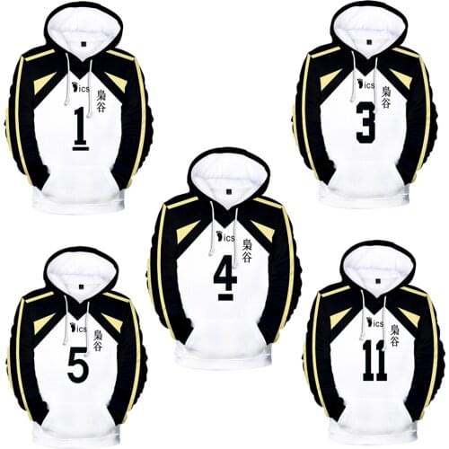 Anime Haikyuu Cosplay Costume Fukurodani Academy Volleyball Club Akaashi Keiji Bokuto Koutarou Unisex 3D Hoodie Sweatshirt