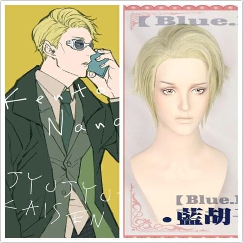 Anime Jujutsu Kaisen Kento Nanami Cosplay Short Heat Resistant Synthetic Hair Halloween Party + Free Wig Cap