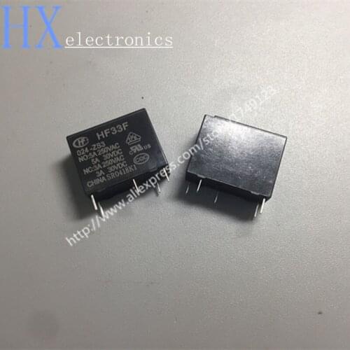 Free shipping 2PCS HF33F-024-HS3 JZC-33F-024-HS3 4feet 5A best quality