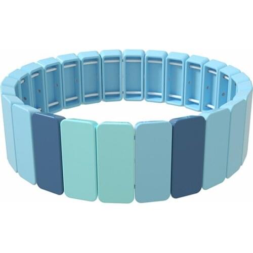 Boho Enamel Rainbow Tile Bracelet Stretch Tila Bead Bracelet Women Charms Colorful DIY Handmade Cuff Bracelet for Sister Couple