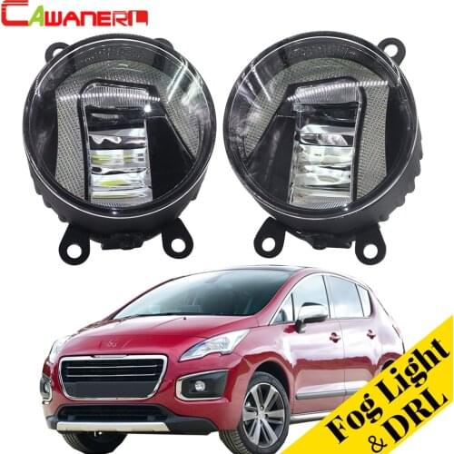 Cawanerl 2 Pieces Car LED Bulb Fog Light Daytime Running Lamp DRL White 12V Accessories For Peugeot 3008 MPV 2009-2013