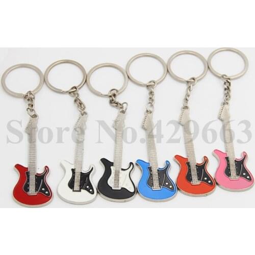 1 piece New unique cool metal guitar key chain ring keychain novelty items creative trinket best charm gift women men couple