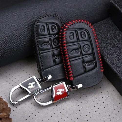 Real Leather Car Key Case Cover For Jeep Grand Cherokee Wk2 Compass Renegade Liberty Wrangler JK Patriot Car Accessories